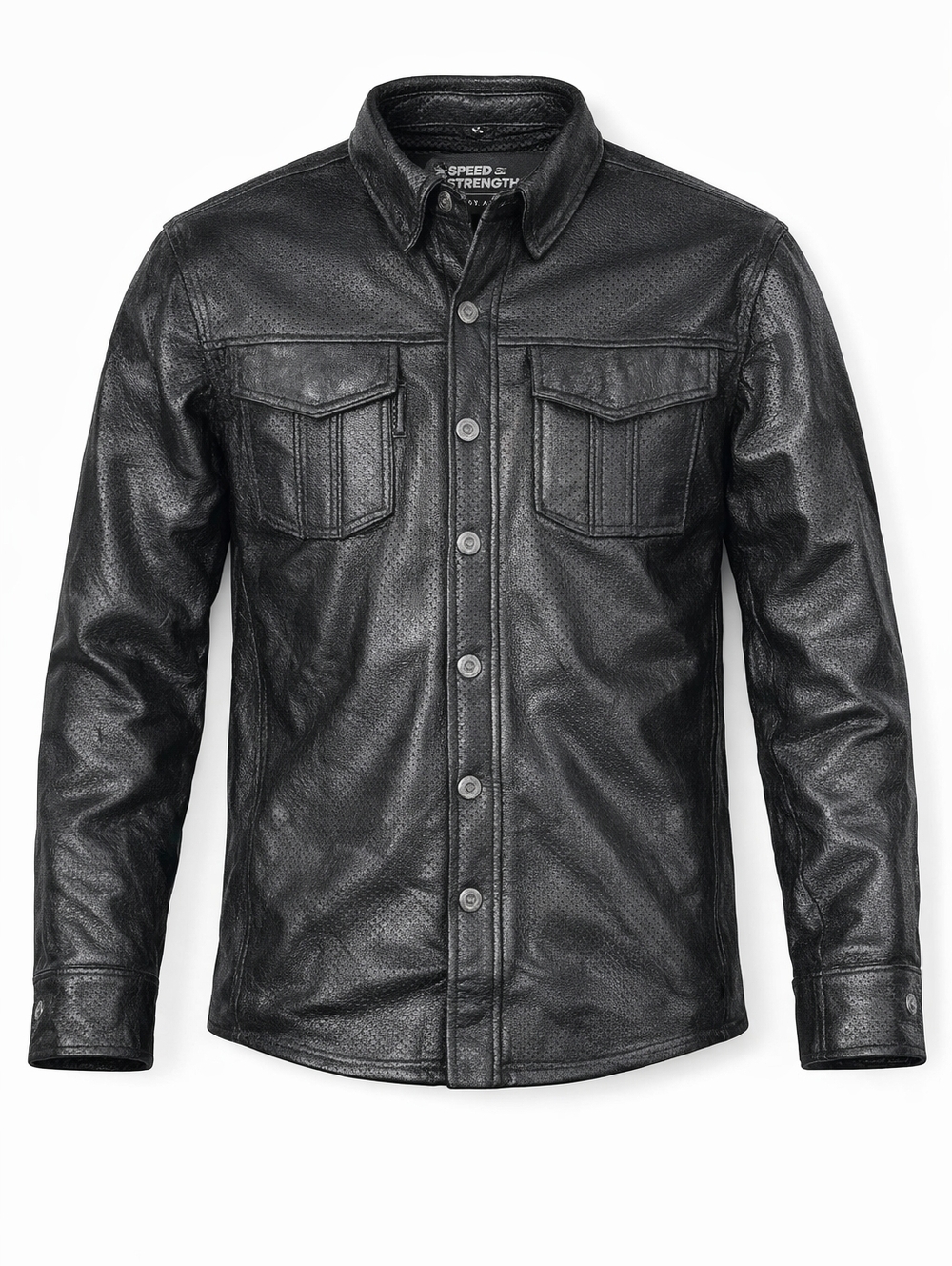 Speed & Strength Killswitch Perforated Leather Moto Shirt Jacket Black Men Xl - Picture 2 of 9